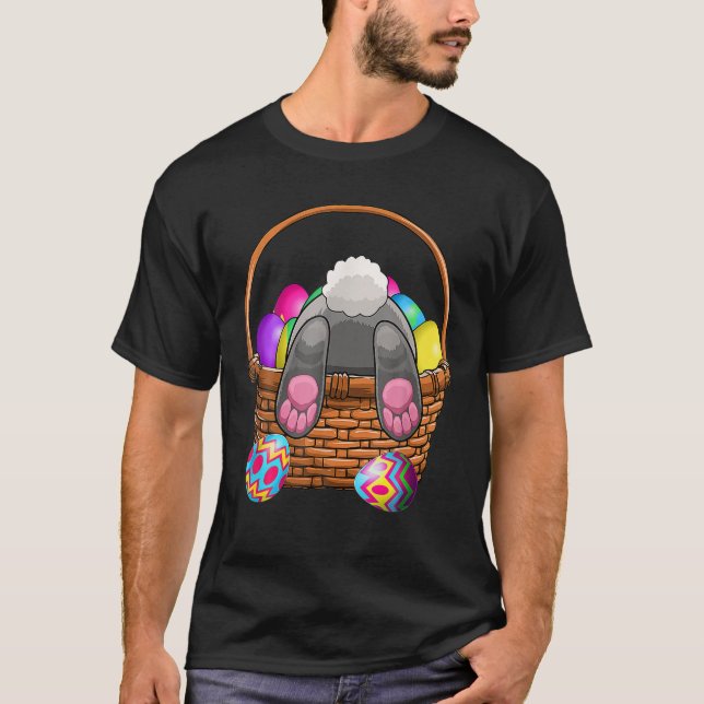 Camiseta Coelho Engraçado, Coelho De Ovos, Na Cesta (Frente)