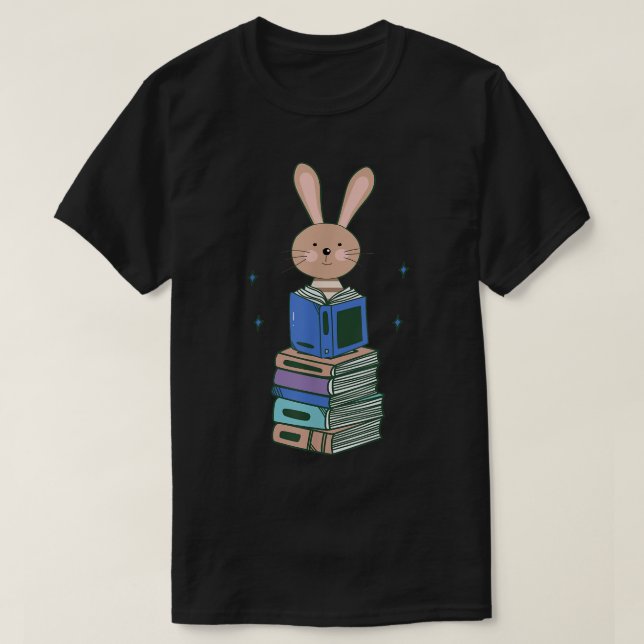 Camiseta Coelho engraçado doce rato de biblioteca meninas m (Frente do Design)