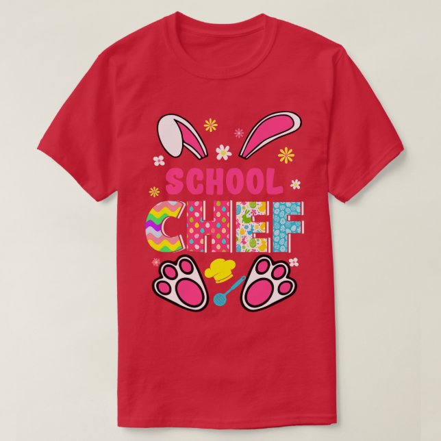 Camiseta Coelho Engraçado Escola Chef Páscoa Dia dos Ovos C (Frente do Design)
