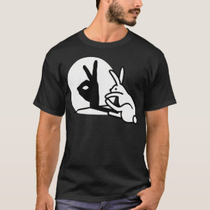 Camiseta Coelho Engraçado Sombra de Mão Puppete Humor Pop A