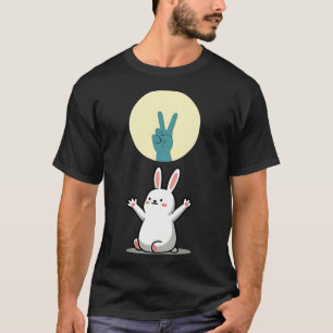 Camiseta Coelho engraçado sombras de mão marionetes humor p