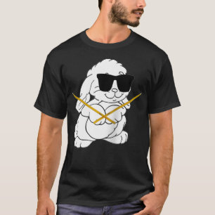 Camiseta Coelho Engraçado Vestindo Óculos-de-sol Tocando Ta
