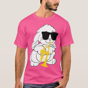 Camiseta Coelho Engraçado Vestindo Óculos Solares Jogando T