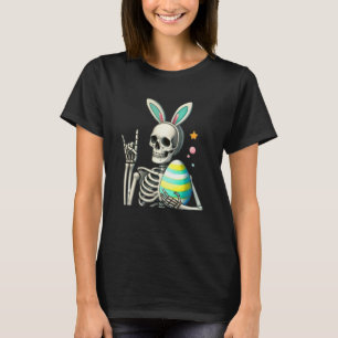 Camiseta Coelho Esqueleto de Páscoa Rocker Mão de Rocha Men