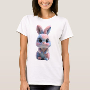 Camiseta Coelho Fantasia Fluffy Pastel Algodão Doce Mulhere