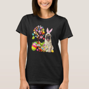 Camiseta Coelho Fawn Pug Cão Ovos Feliz Páscoa Árvore