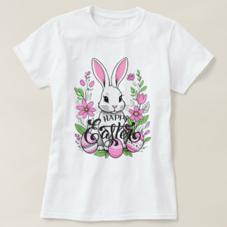 Camiseta Coelho felz pascoa (rosa escuro)
