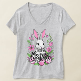 Camiseta Coelho felz pascoa (rosa escuro)