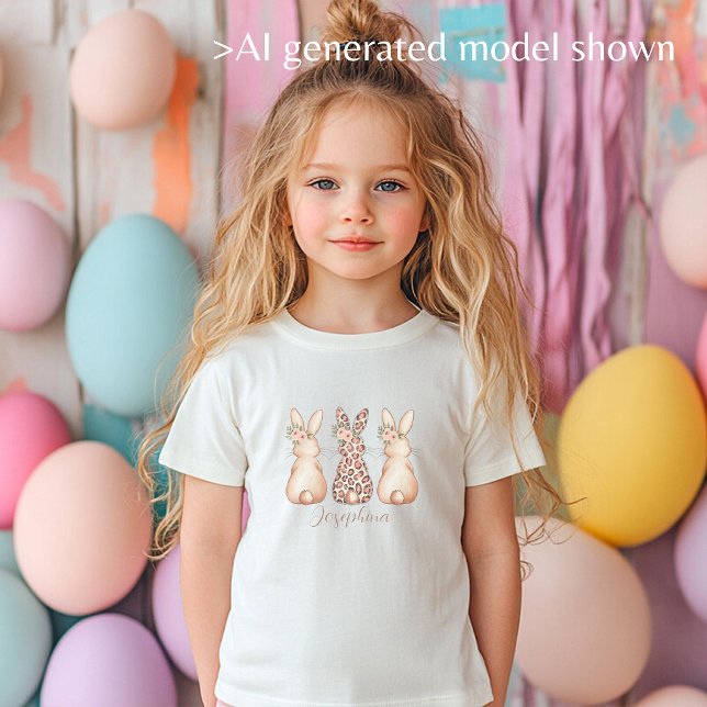 Camiseta Coelho Floral Personalizado para Páscoa infantil (Personalized Floral Bunny Easter kids T-Shirt)