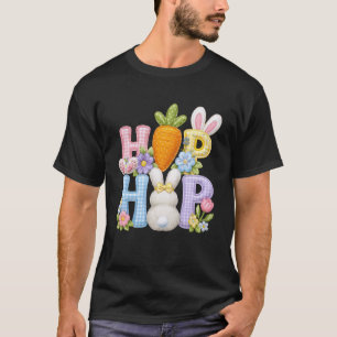 Camiseta Coelho Floral Remendado Dia de Páscoa Hip Hop Prim