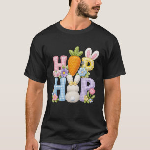 Camiseta Coelho Floral Remendado Dia de Páscoa Hip Hop Prim