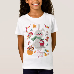 Camiseta Coelho fofo de outono com texto personalizado
