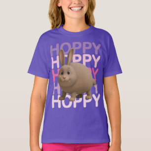 Camiseta Coelho Fofo “Hoppy Hopy” Tipografia Coelho Kawaii