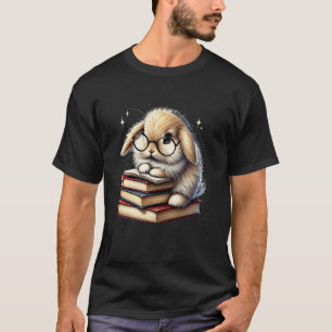 Camiseta Coelho Fofo Lendo Livros Coelho Coelho Amante de L