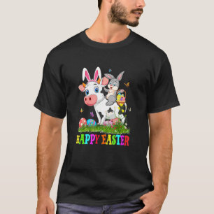 Camiseta Coelho Fofo Montado em Vaca Ovo de Páscoa Coelho F