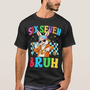 Camiseta Coelho fofo seis sete bruh 6 7 meme 67 feliz pasco