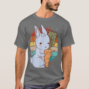 Camiseta Coelho giro do Vintage abraçando uma cenoura, ceno