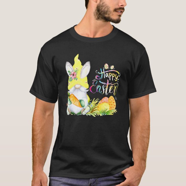 Camiseta Coelho Gnomo Coelho Felz pascoa De Caça Ao Ovo Dia (Frente)