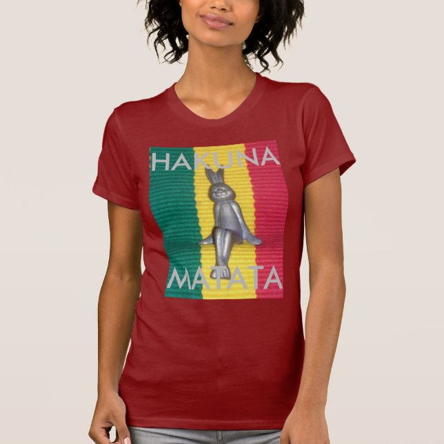 Camiseta Coelho Hakuna Matata | Cores Vibrantes Rasta Abstr (Frente)