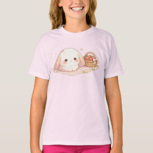 Camiseta Coelho Kawaii Fofinho Piquenique de Morango
