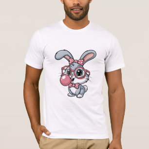 Camiseta Coelho Kawaii Fofo com Óculos