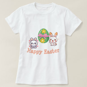 Camiseta Coelho Kawaii Fofo Feliz Páscoa
