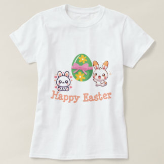 Camiseta Coelho Kawaii Fofo Feliz Páscoa