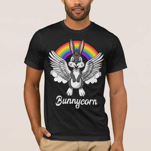 Camiseta Coelho mágico Bunnycorn do unicórnio de CuteRabbit (Frente)