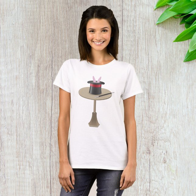 Camiseta Coelho Mágico no Chapéu com Varinha (Criador carregado)