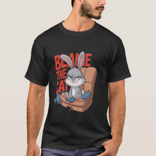 Camiseta Coelho Mal-Humorado CULPE O GATO Humor Inteligente