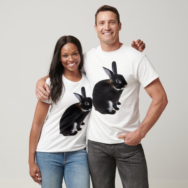 Camiseta Coelho Mini Rex Escuro e Branco (Unissex)