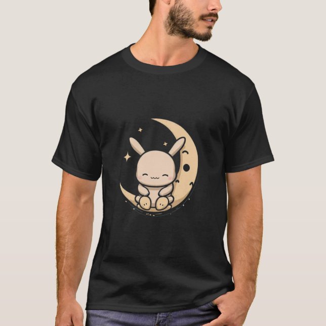 Camiseta Coelho Moon Sentado Na Páscoa Moon Crescente (Frente)