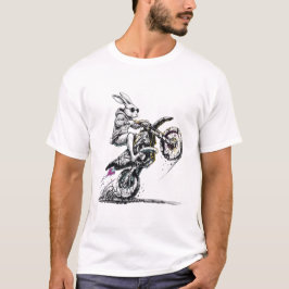 Camiseta Coelho Motociclista Radical de Motocross de Páscoa