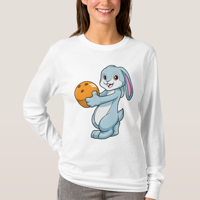 Camiseta Coelho na Boliche com Bola de boliche (Frente)