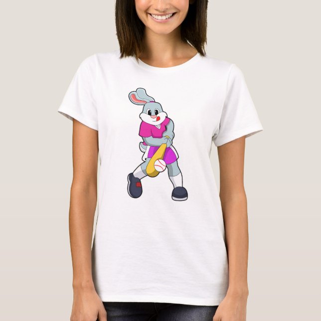 Camiseta Coelho no Baseball com Baco de Baseball (Frente)