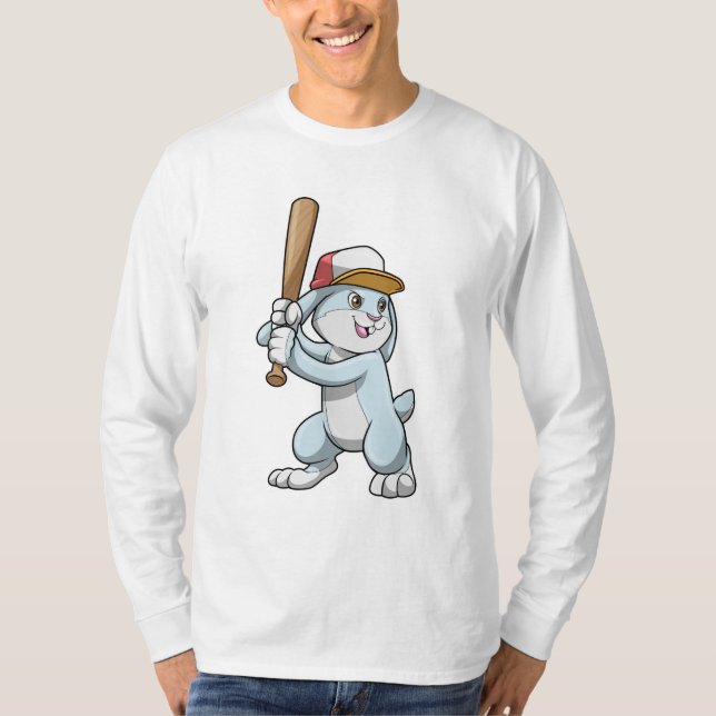 Camiseta Coelho no Baseball com Baco de Baseball (Frente)