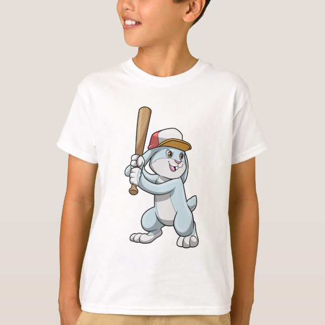 Camiseta Coelho no Baseball com Baco de Baseball (Frente)