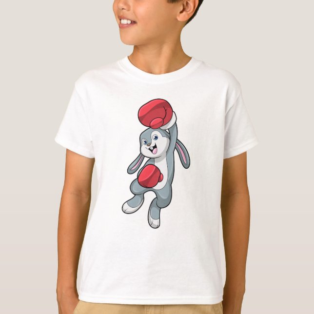 Camiseta Coelho no boxe com luvas de boxe (Frente)