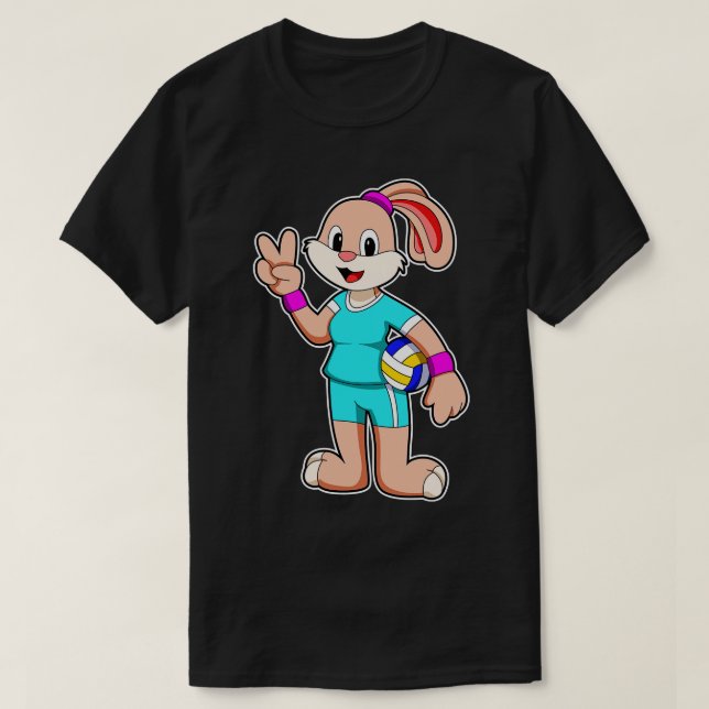 Camiseta Coelho no Esporte com Voleibol (Frente do Design)
