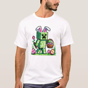 Camiseta Coelho Pixel de Caça ao Ovo de Páscoa para Meninos
