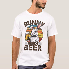 Camiseta Coelho Precisa de Cerveja Design Divertido para Am