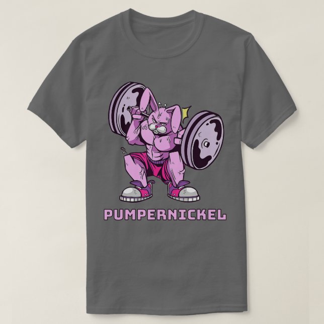 Camiseta Coelho Pumperníquel com Barragem Barbell (Frente do Design)