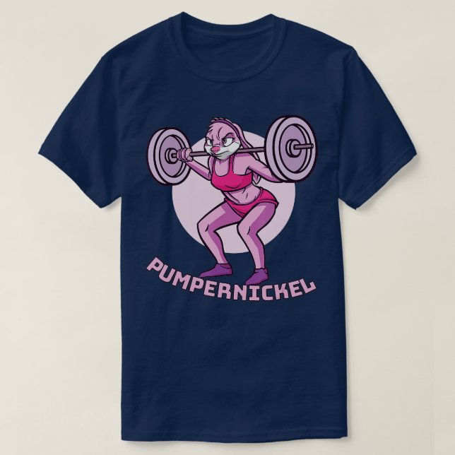 Camiseta Coelho Pumperníquel com Barragem Barbell (Frente do Design)