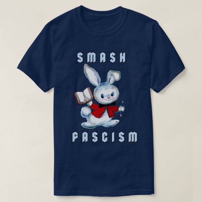 Camiseta Coelho Retro Bonito - Fascismo Esmagado (Frente do Design)
