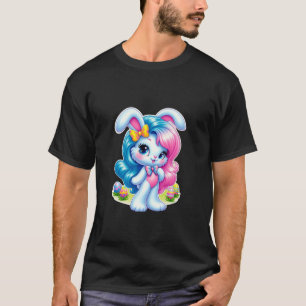Camiseta Coelho Rosa Azul Páscoa Fofo Estilo Anos 80 90 Pas