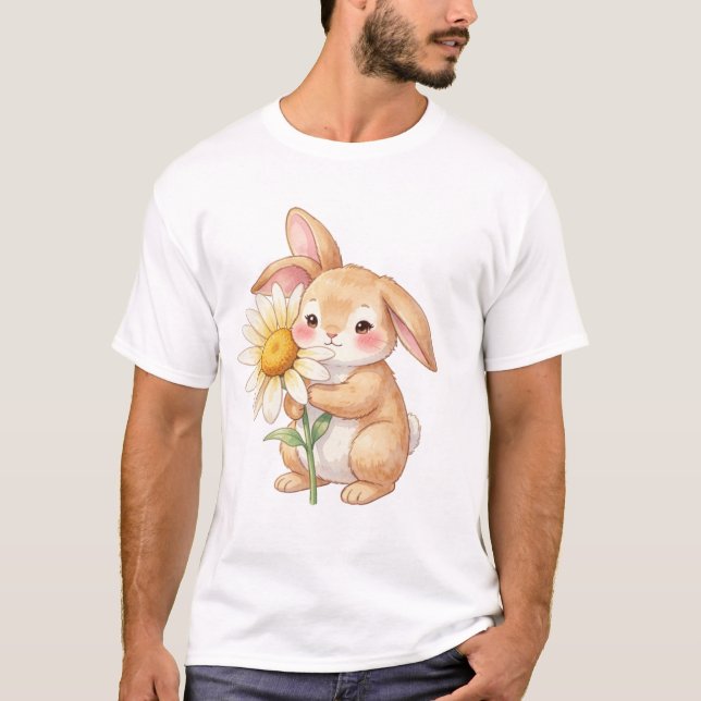Camiseta Coelho segurando uma flor 🌼🐰 (Frente)