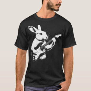 Camiseta Coelho Tocando Guitarra Elétrica Estrela do Rock G