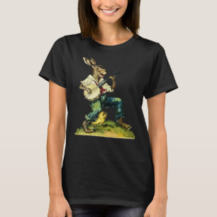 Camiseta Coelho Tocando Música de Guitarra Banjo Coelho Fel