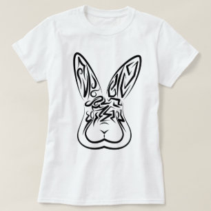 Camiseta Coelho Tribal Negro e Branco