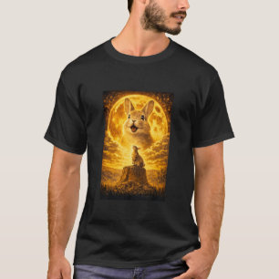 Camiseta Coelho Uivando para a Lua Vintage Bunny Engraçado